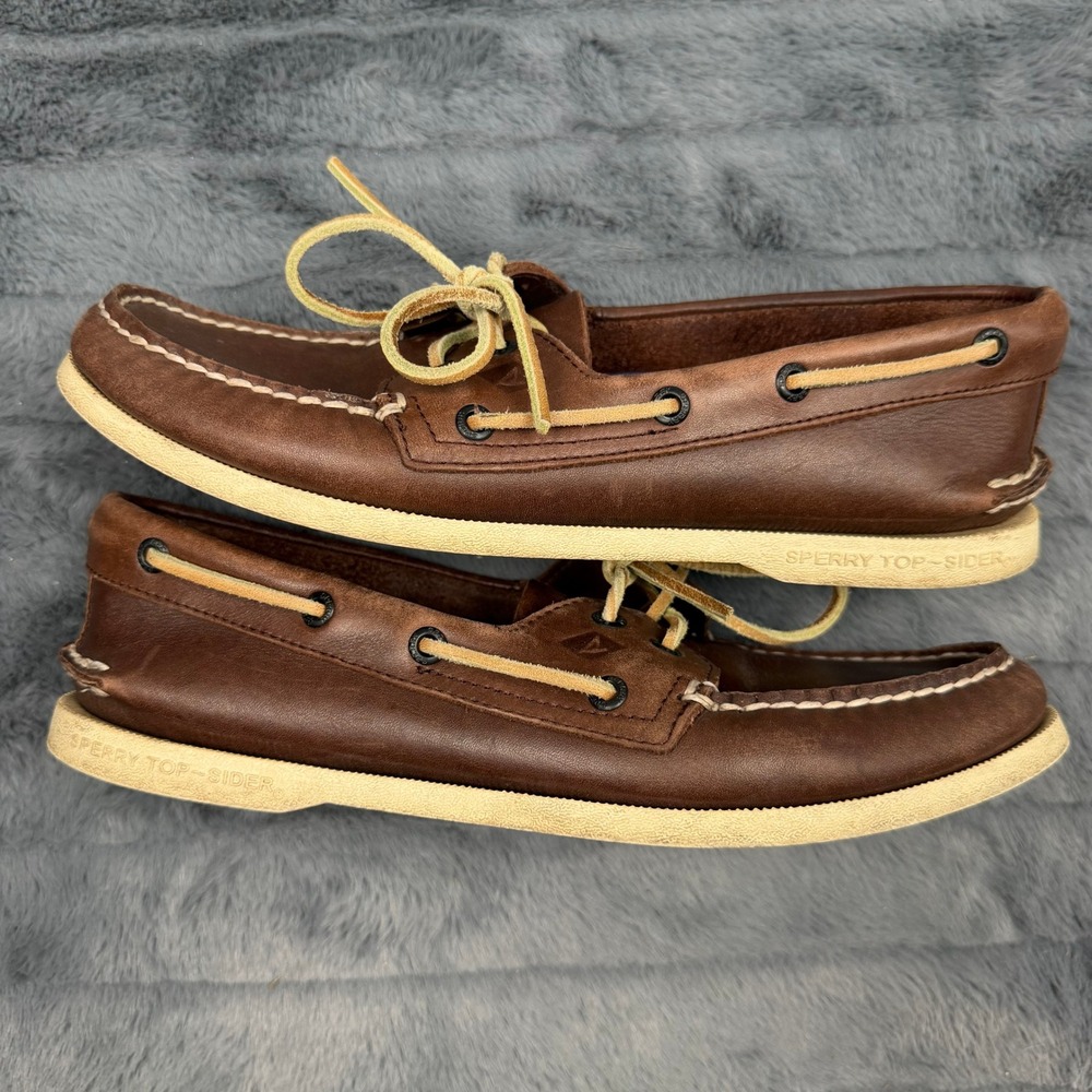 Sperry Top-Sider Mens Authentic Original Brown Leather Boat Shoes 0195115 Size 9